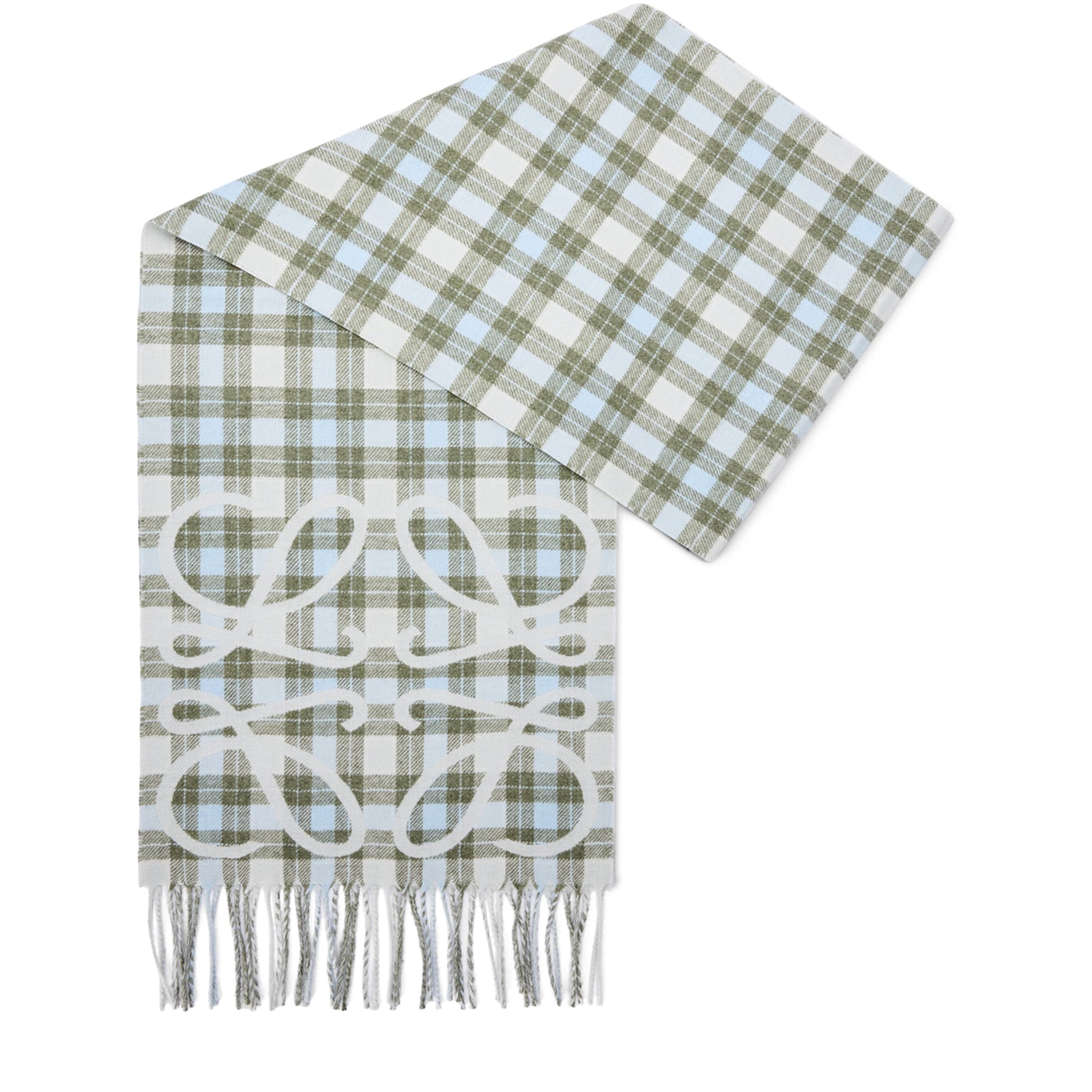 LOEWE Grey Silk-Cashmere Anagram Check Scarf