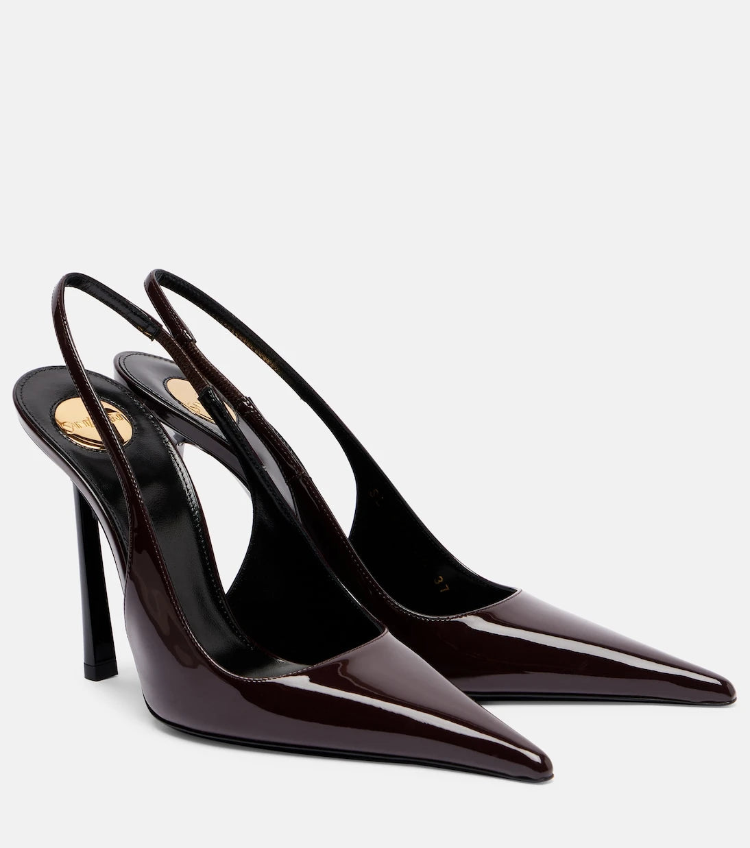 Saint Laurent - Vendome 110 patent leather slingback pumps