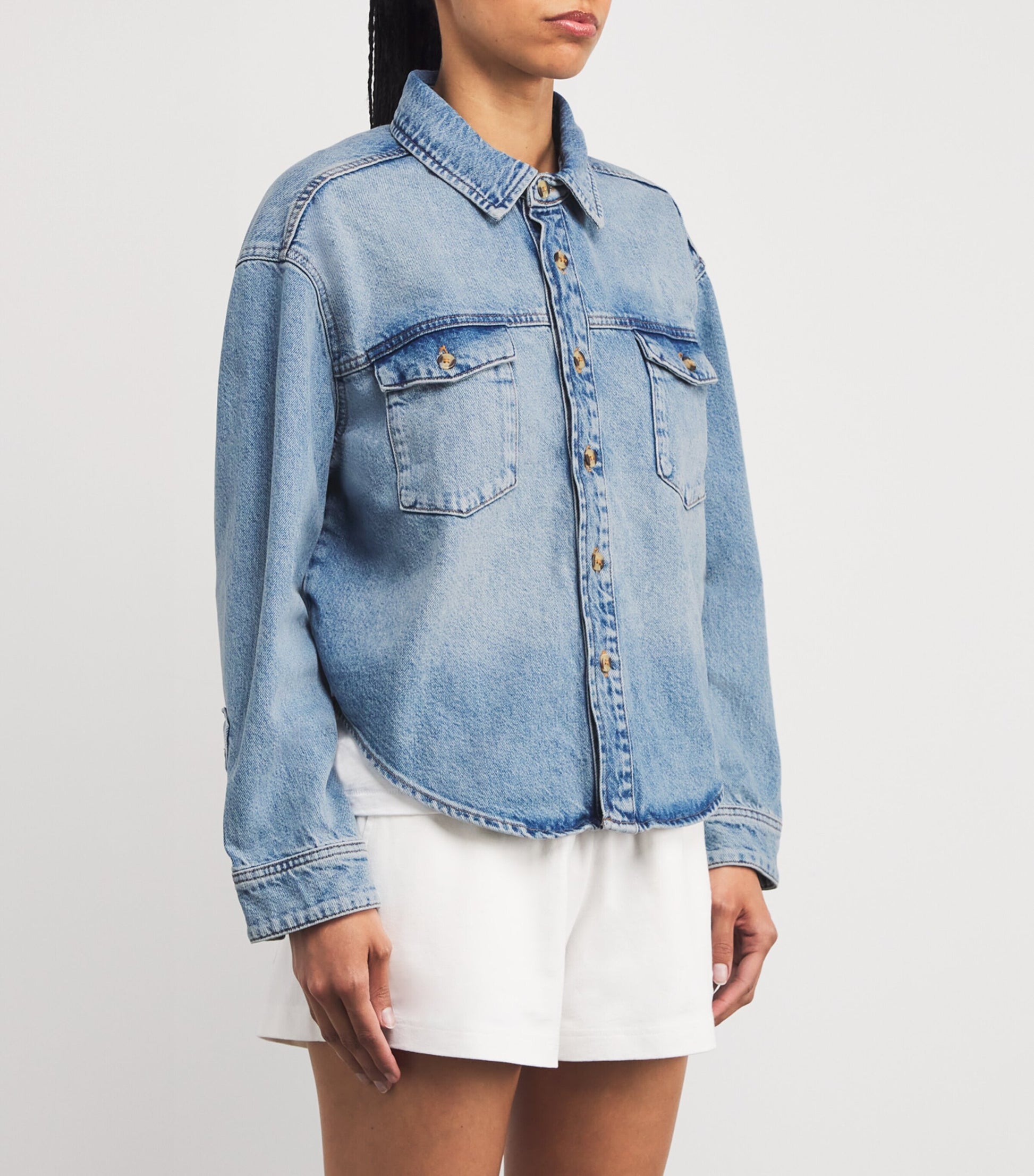 Good American Blue Structured Denim Shirt