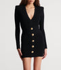 Balmain Black Knitted Button-Up Mini Dress