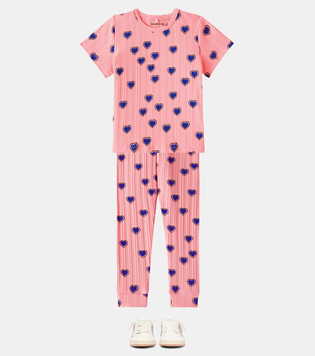Mini Rodini - Outlined Hearts cotton-blend T-shirt