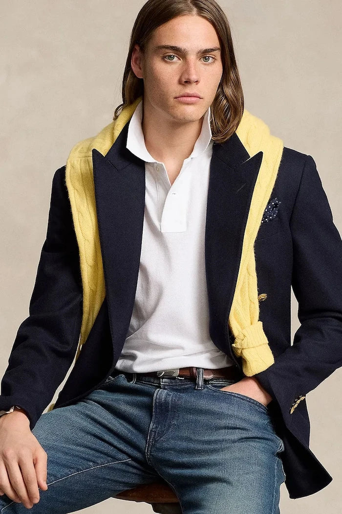 Памучна тениска с яка Polo Ralph Lauren BASIC MESH
