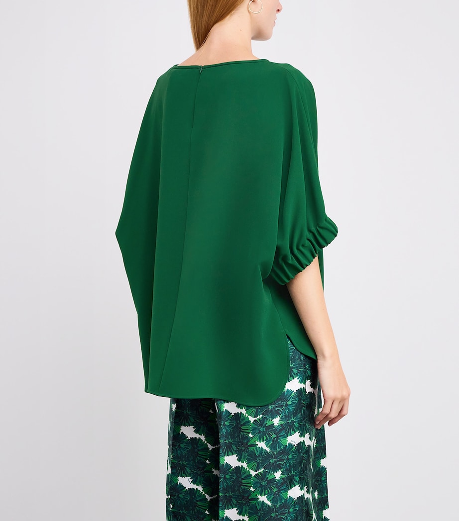 Max Mara Green Crepe Boat-Neck Blouse