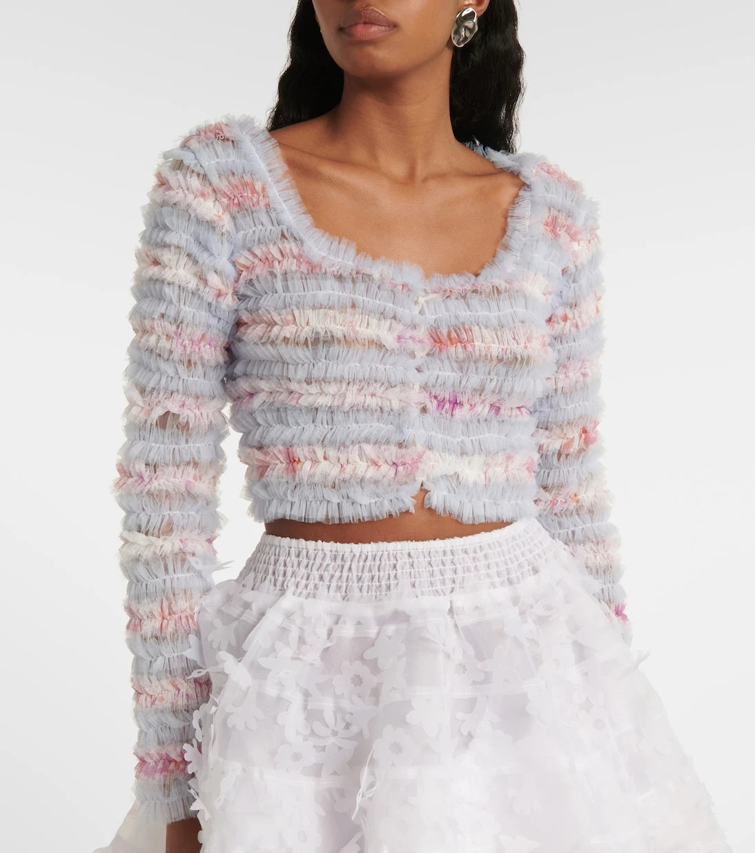 Susan Fang - Ruffled cropped cardigan