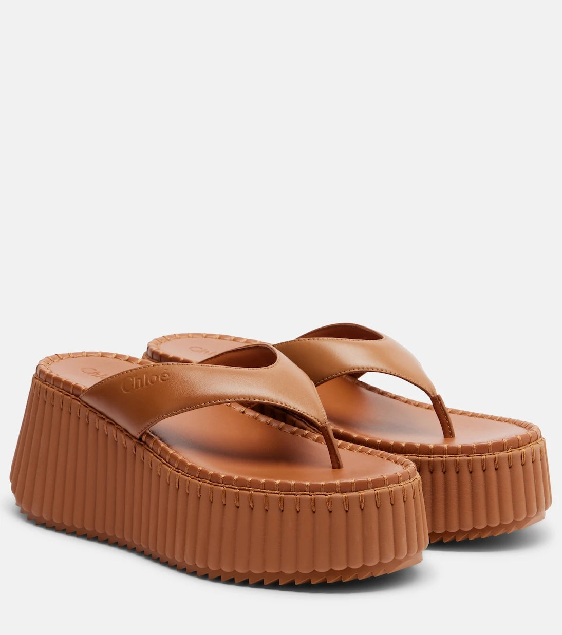 Chloé - Nama leather platform thong sandals