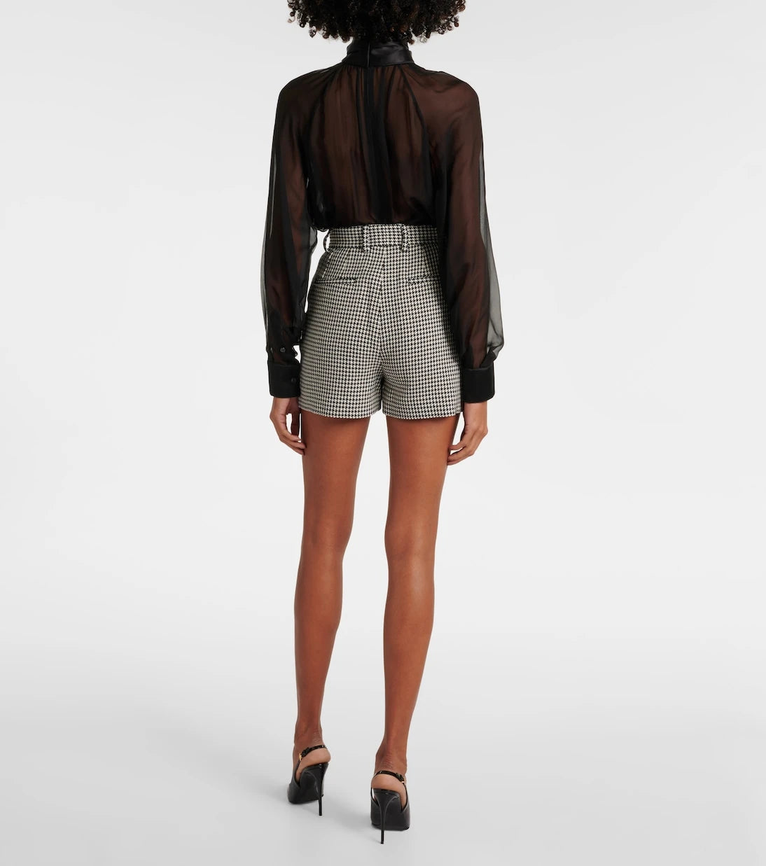 Dolce&Gabbana - Houndstooth high-rise wool-blend shorts