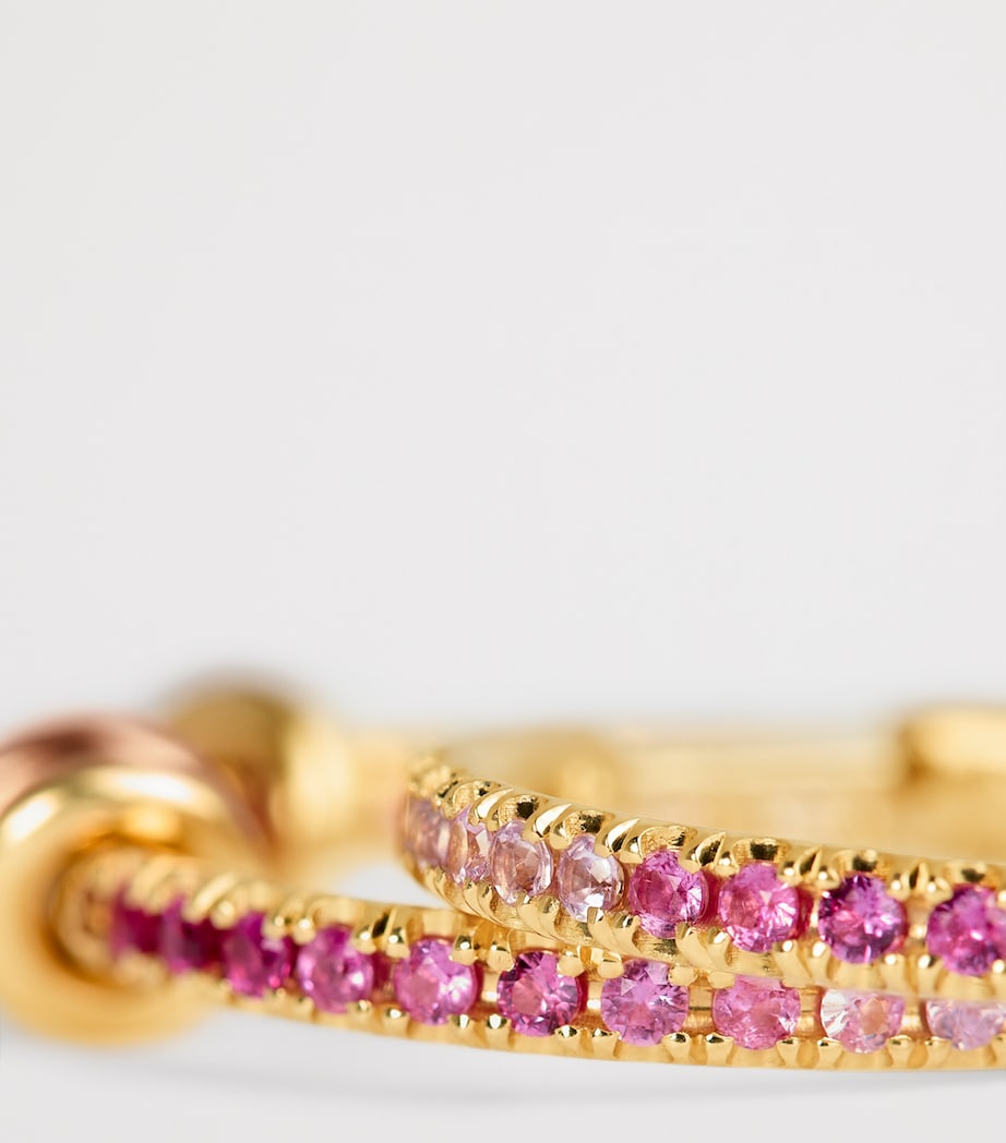 Mixed Gold and Sapphire Argo Demi Hoop Earrings