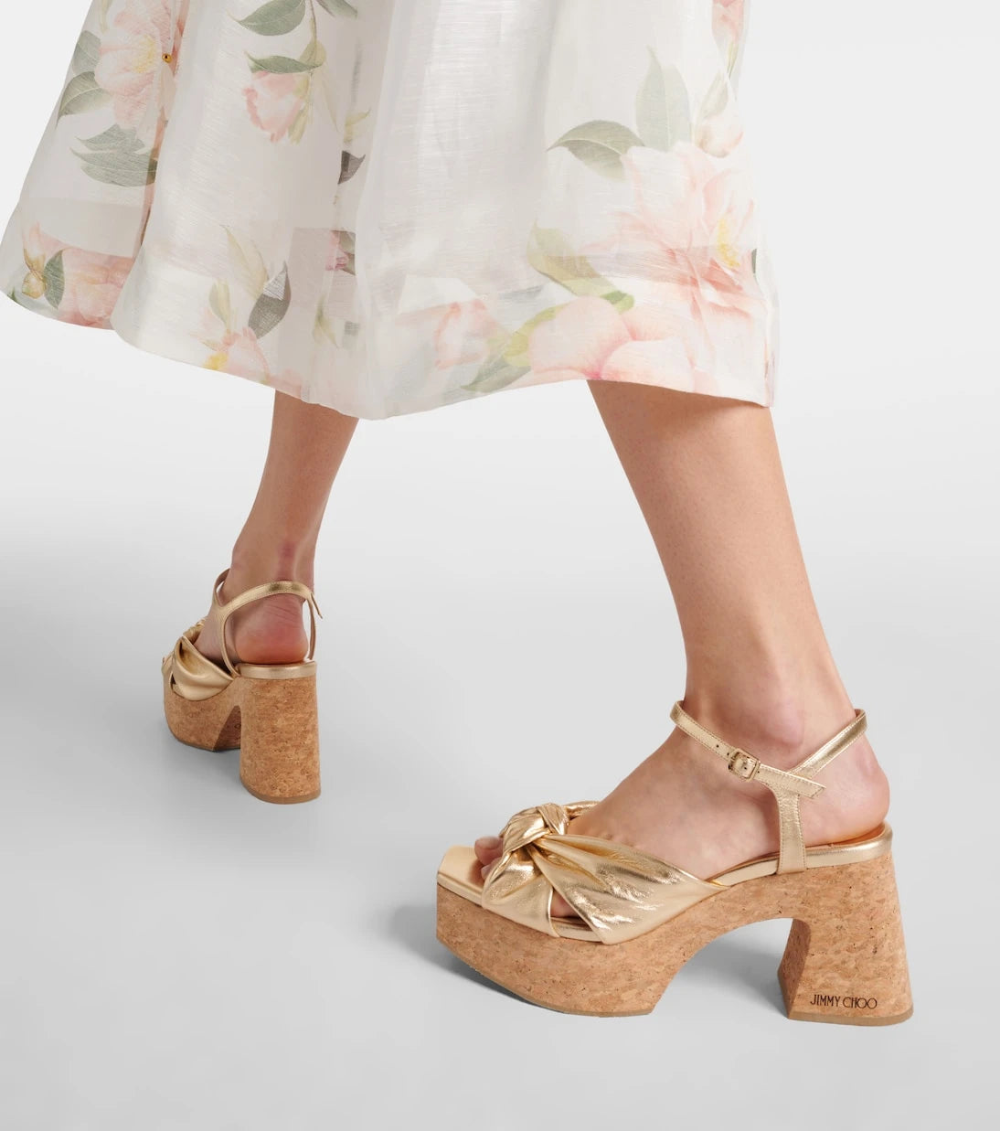 Jimmy Choo - Heloise 95 metallic leather wedge sandals