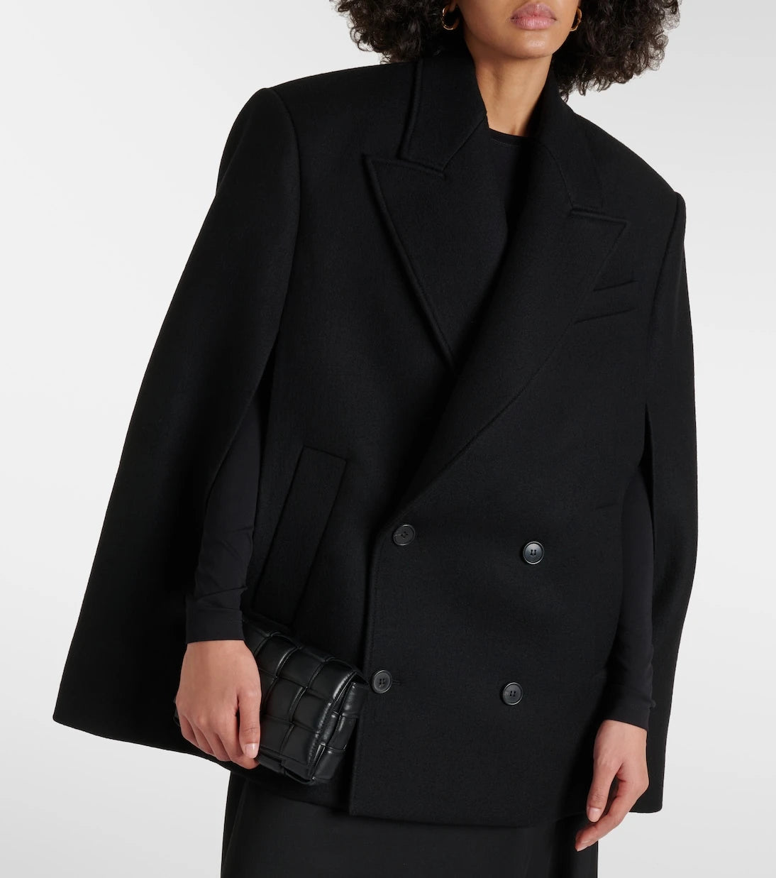Wardrobe.NYC - Double-breasted cropped virgin wool cape