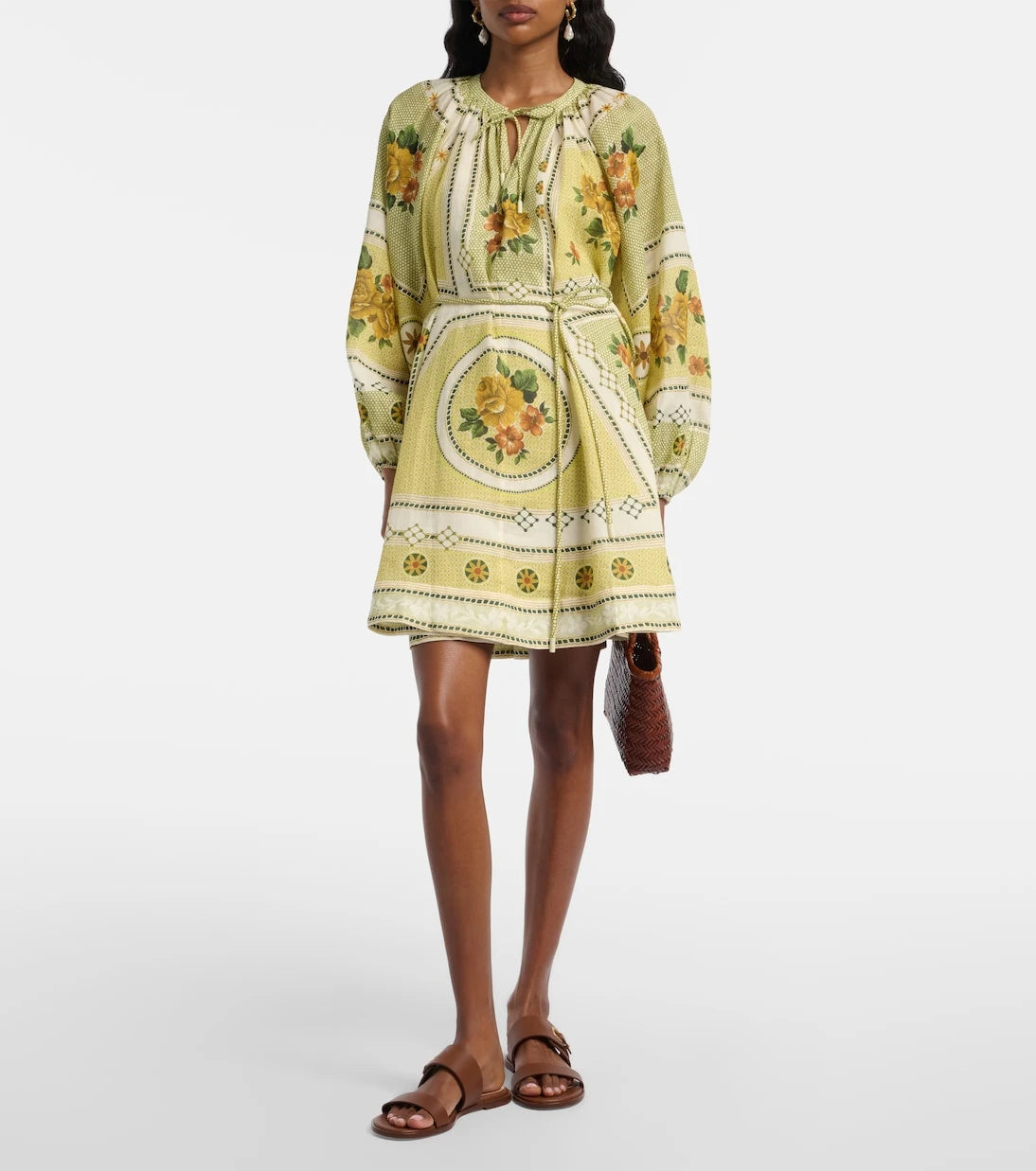 Alémais - Dixie belted printed ramie minidress