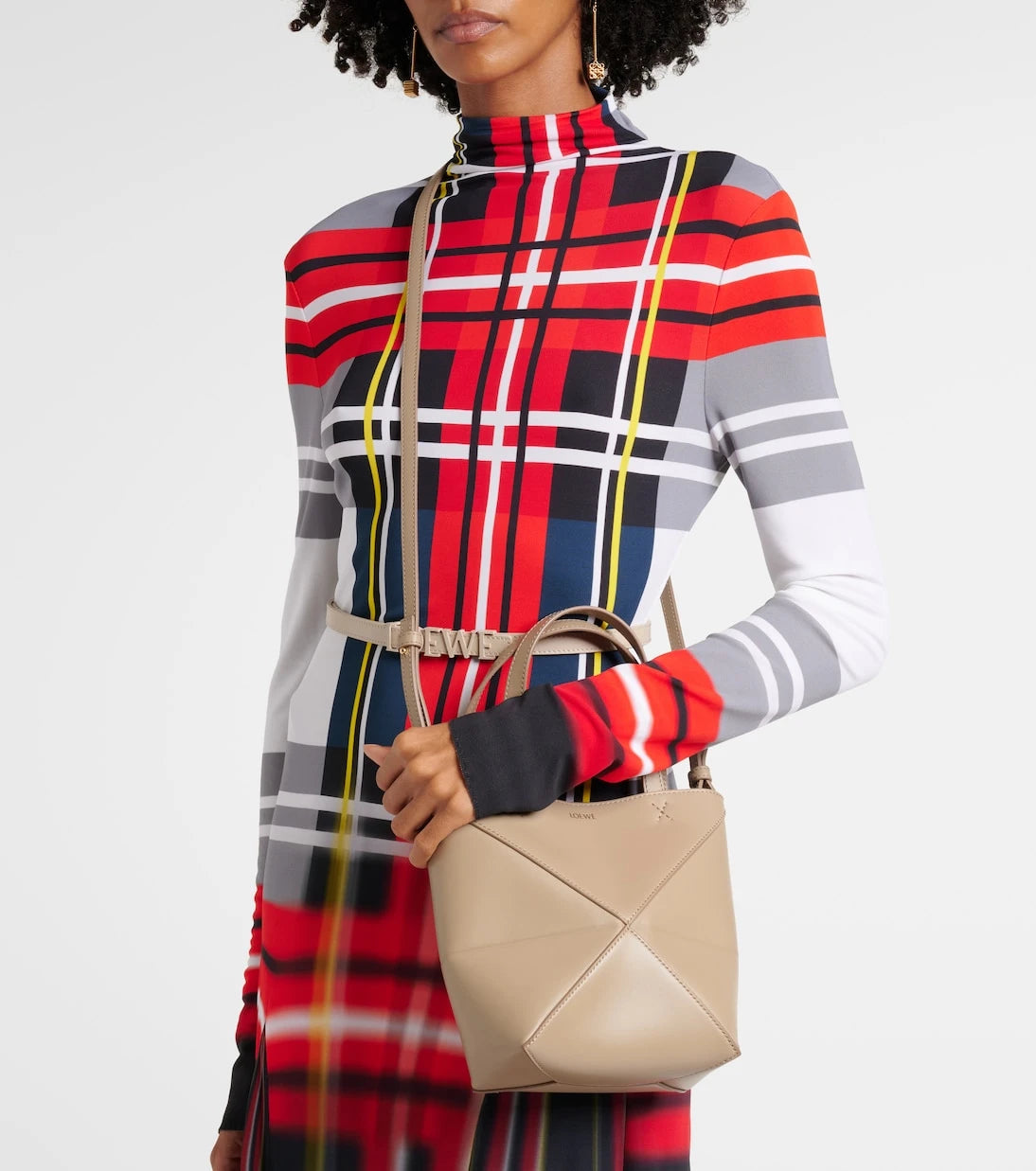 Loewe - حقيبة توت جلد ميني بازل فولد