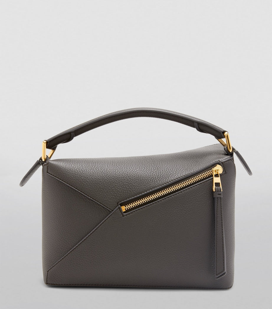 LOEWE Grey Small Leather Puzzle Edge Top-Handle Bag