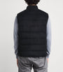 Eleventy Blue Reversible Down Leather and Wool-Cashmere Gilet