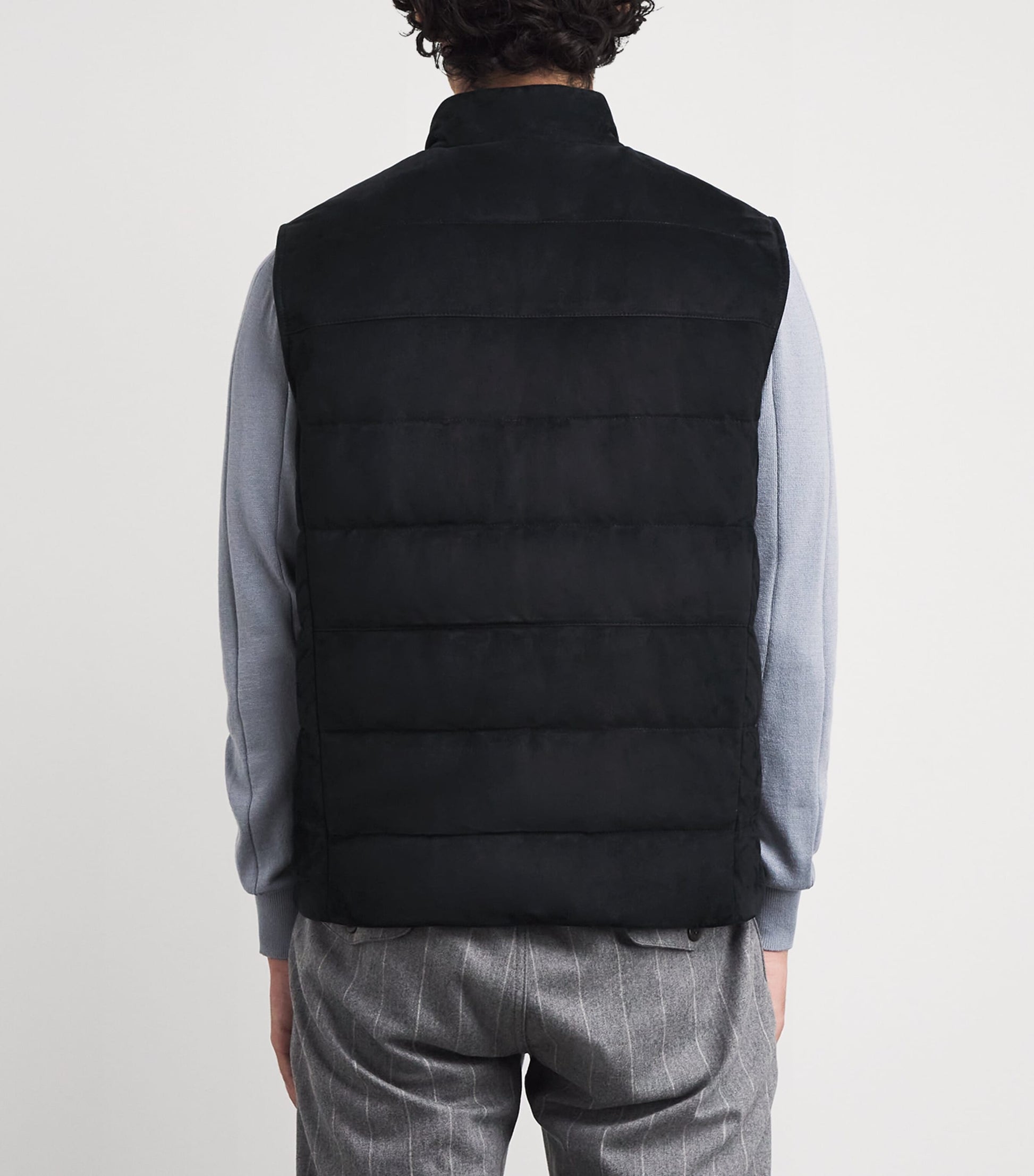 Eleventy Blue Reversible Down Leather and Wool-Cashmere Gilet