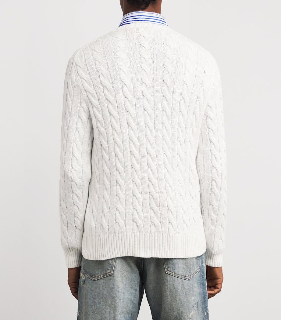 Polo Ralph Lauren White Cotton Cable-Knit Sweater