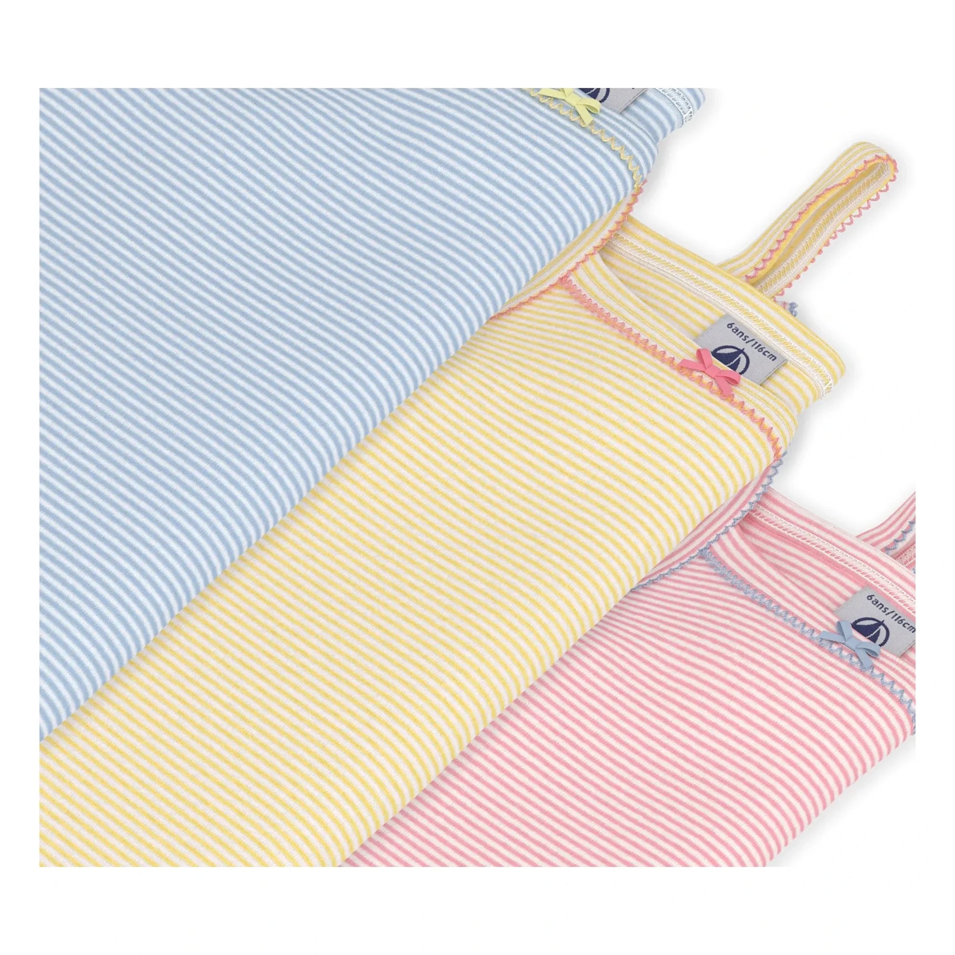 Petit Bateau - Lot 3 Striped Tank Tops | Yellow