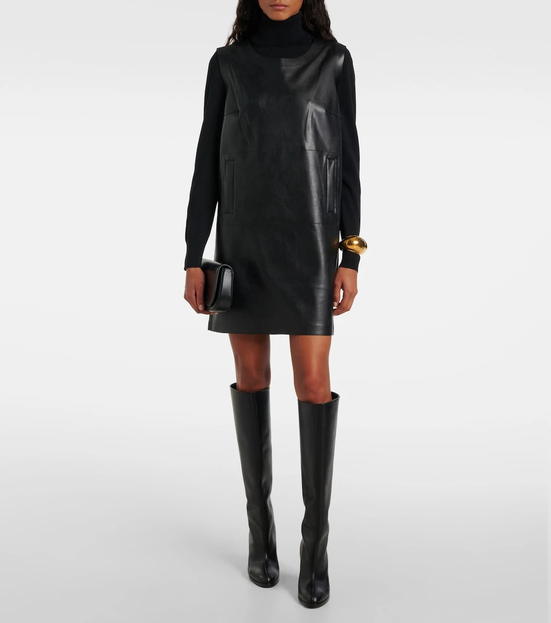 Norma Kamali - Gathered faux leather minidress