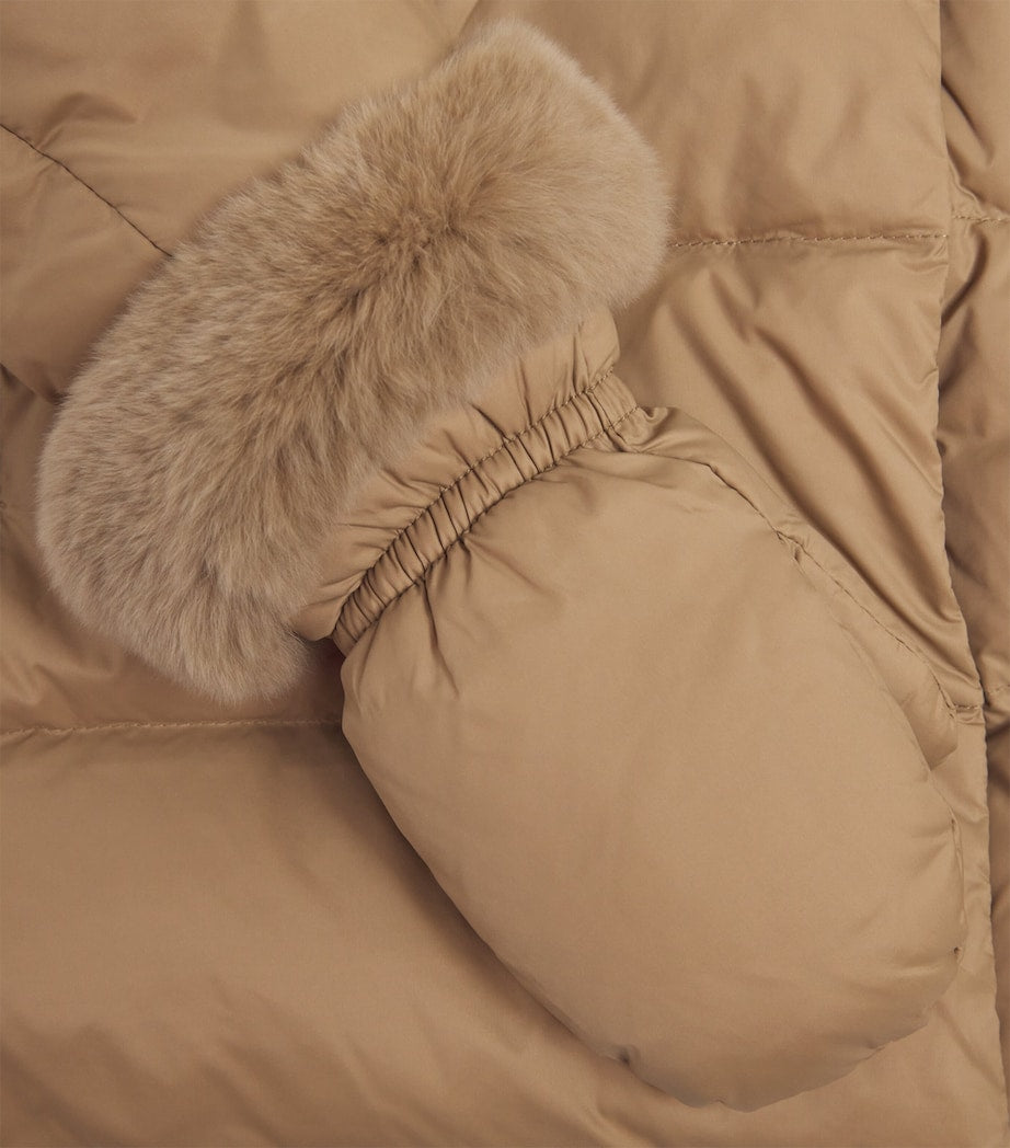 Yves Salomon Enfant Fur-Trim Down Puffer Jacket with Mittens (6 Years)