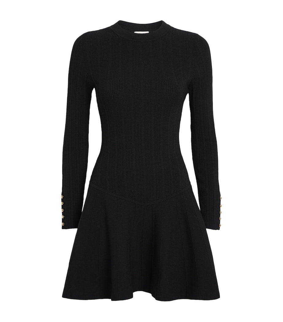 Claudie Pierlot Black Rib-Knit Mini Dress