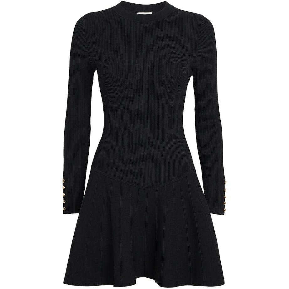 Claudie Pierlot Black Rib-Knit Mini Dress