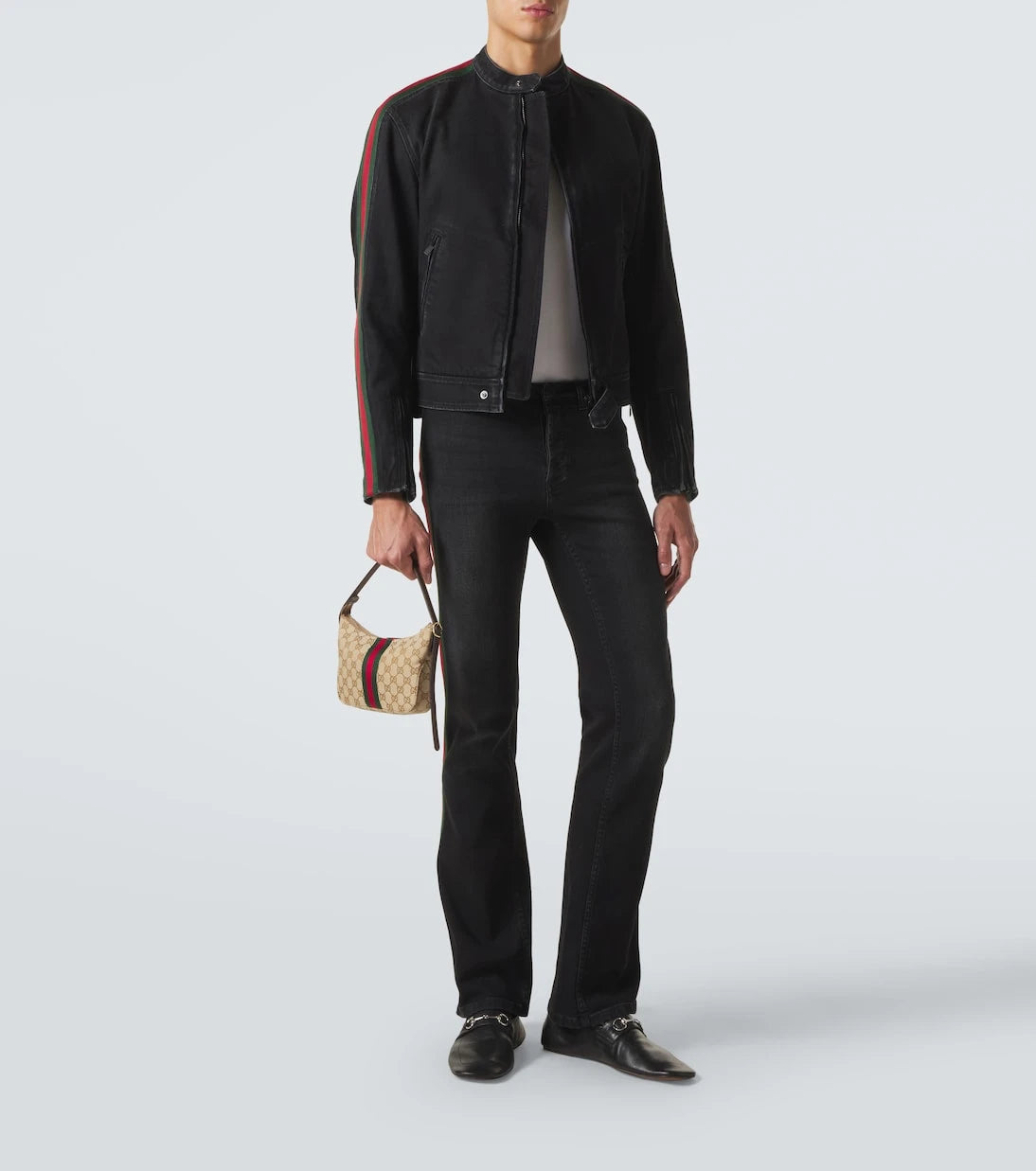 Gucci - Web Stripe denim biker jacket