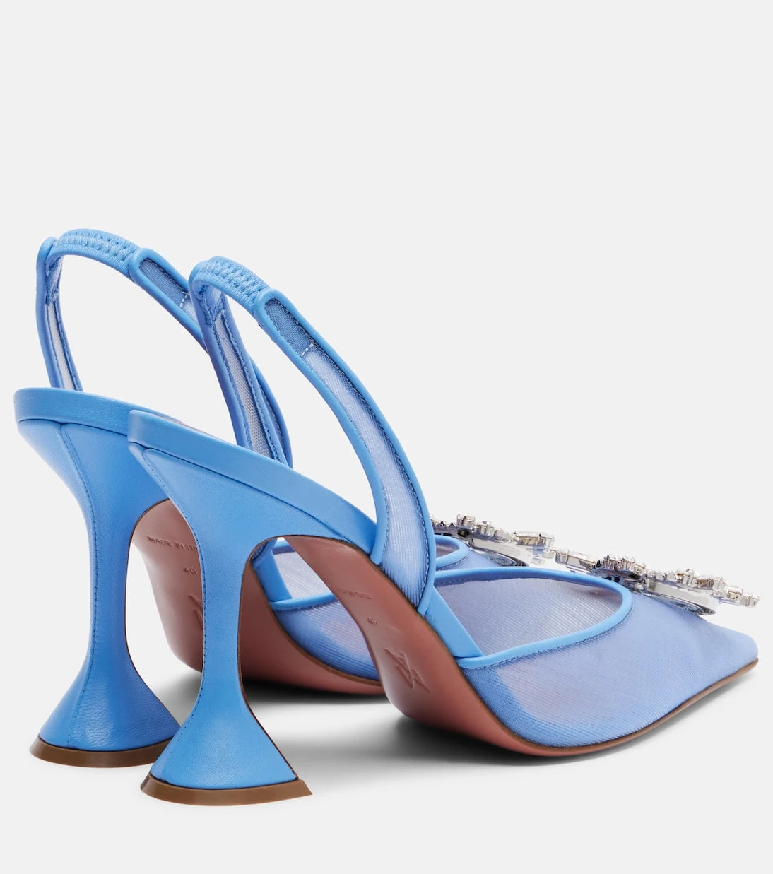 Amina Muaddi - Begum embellished mesh slingback pumps