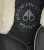 Moose Knuckles Black Shearling-Trim Leather Bomber Jacket