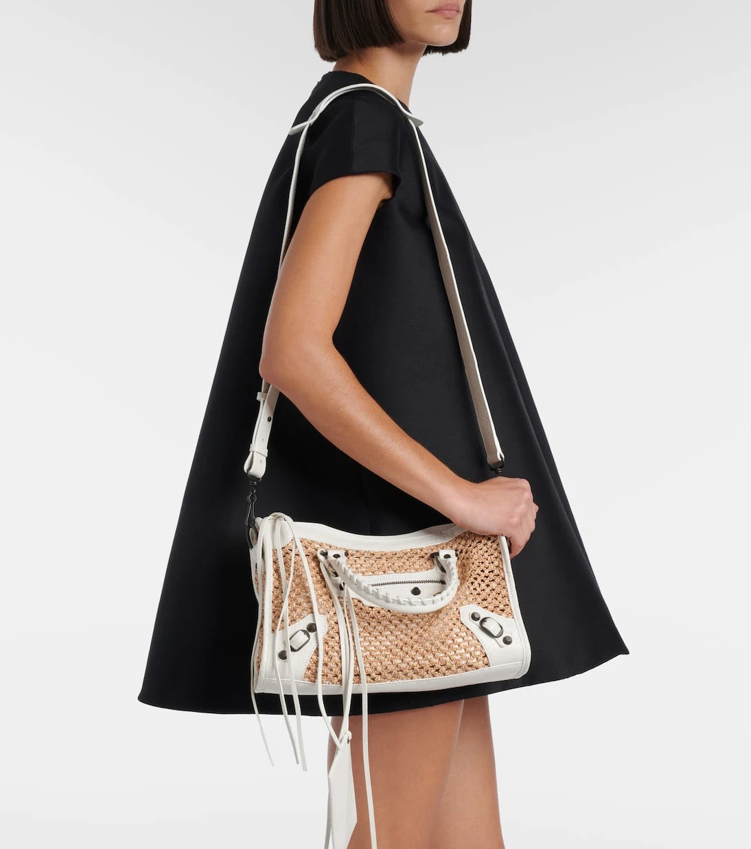 Balenciaga - Le City Small raffia shoulder bag