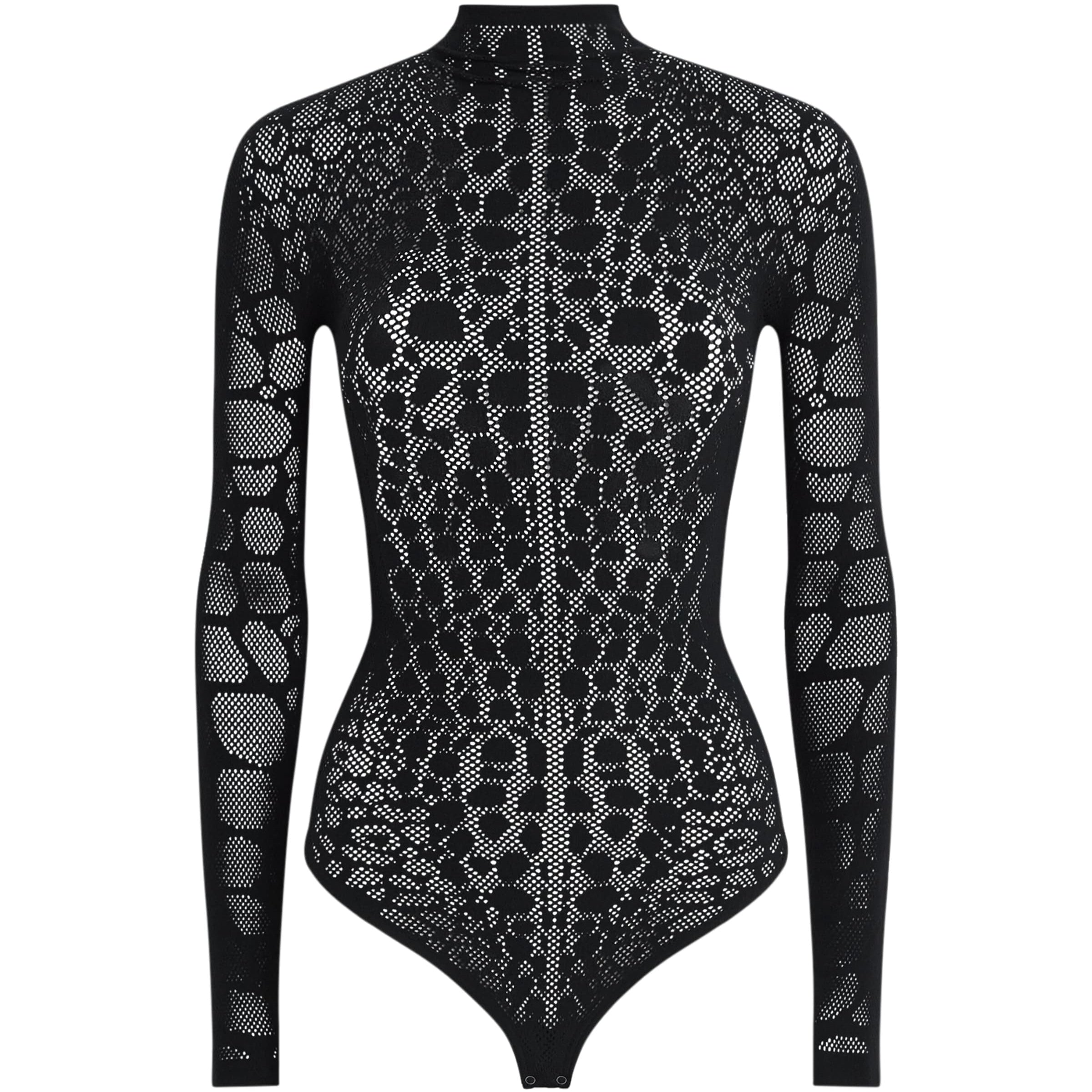Wolford Black Reptile Net Bodysuit