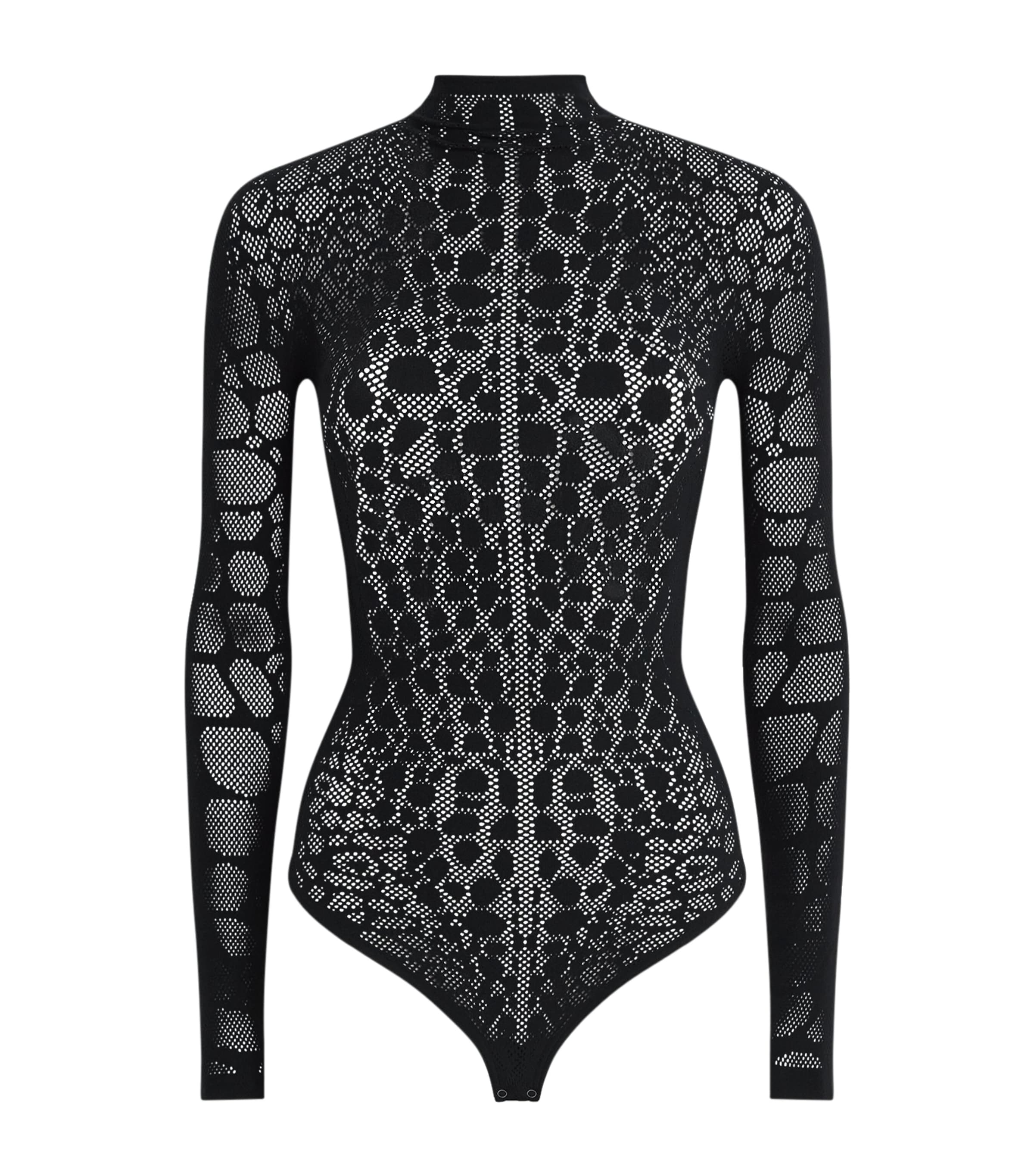 Wolford Black Reptile Net Bodysuit
