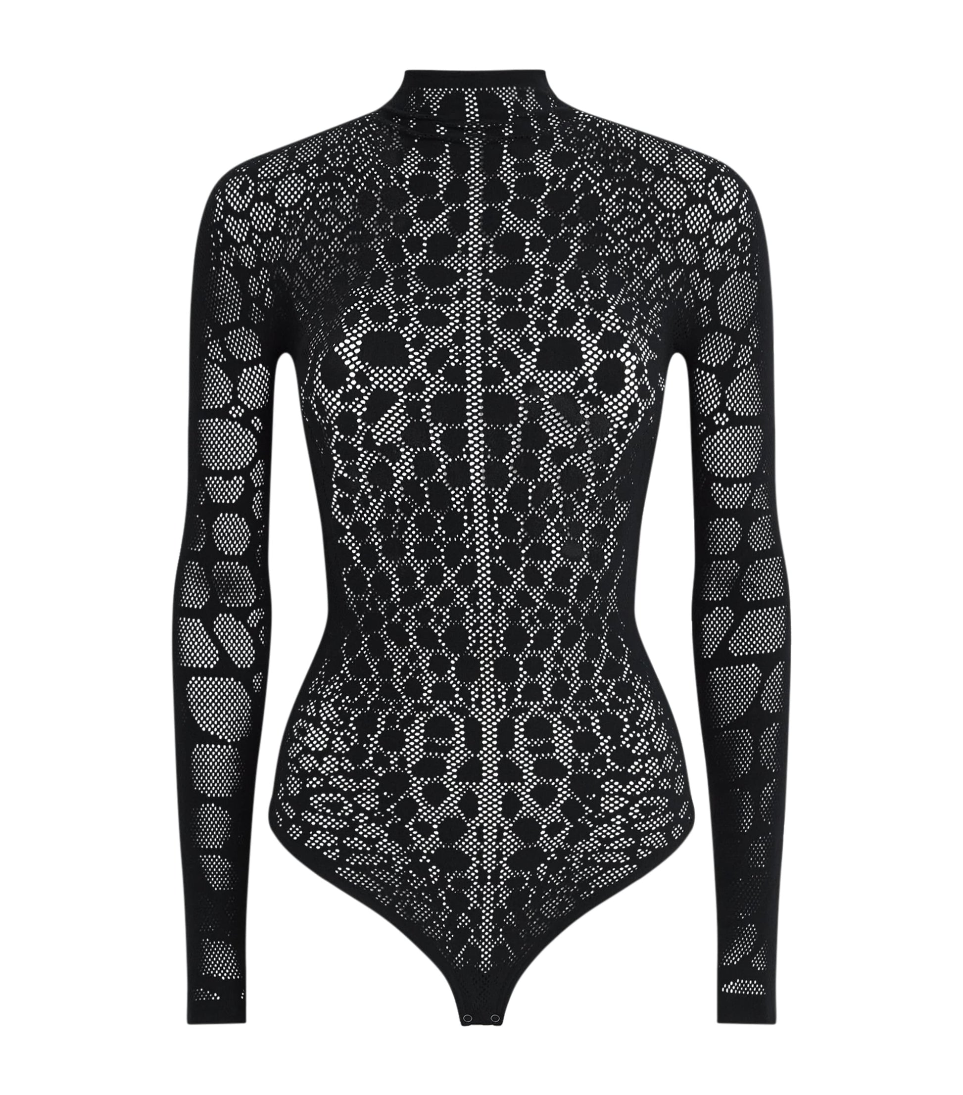 Wolford Black Reptile Net Bodysuit