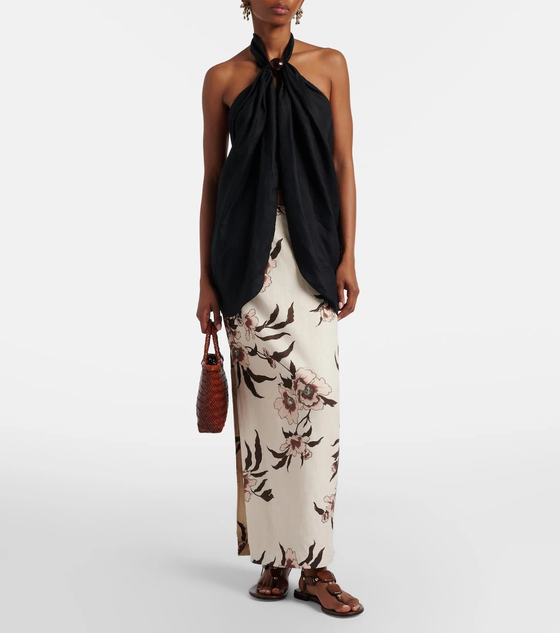 SIR - Floral linen maxi skirt