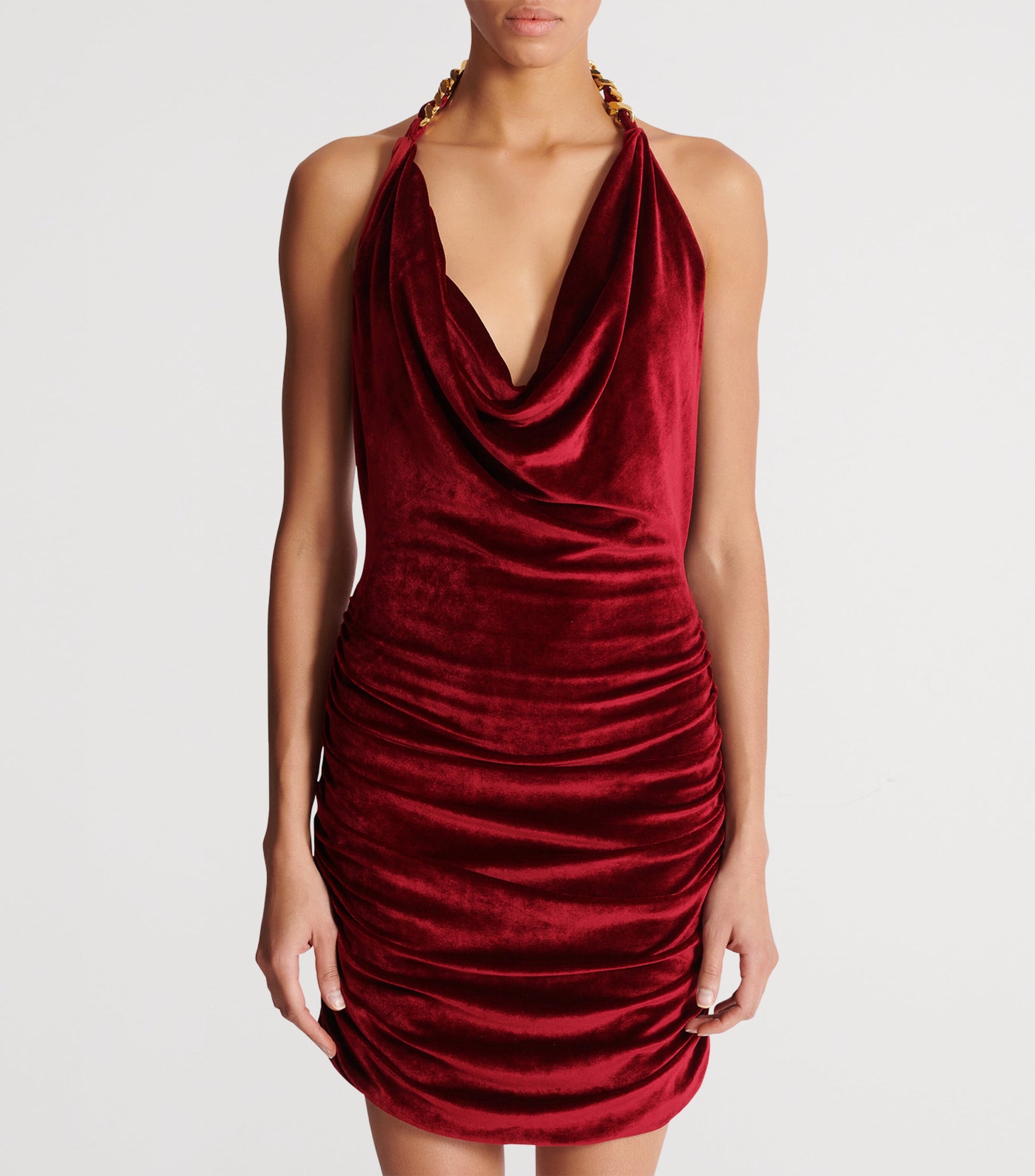 Balmain Red Velvet Mini Dress