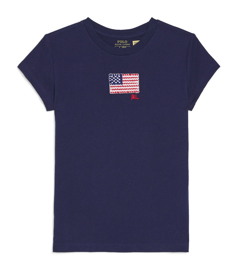 Ralph Lauren Kids Cotton Embroidered Flag T-Shirt (2-6 Years)