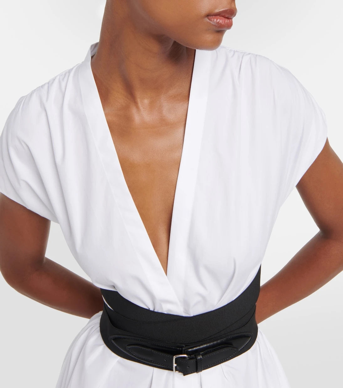 Alaïa - Belted cotton poplin midi dress