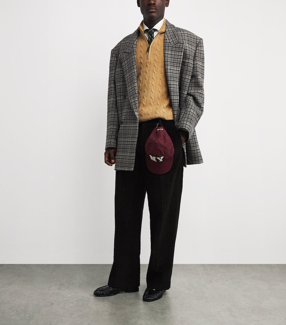 Polo Ralph Lauren Brown Wool-Cashmere Quarter-Zip Sweater