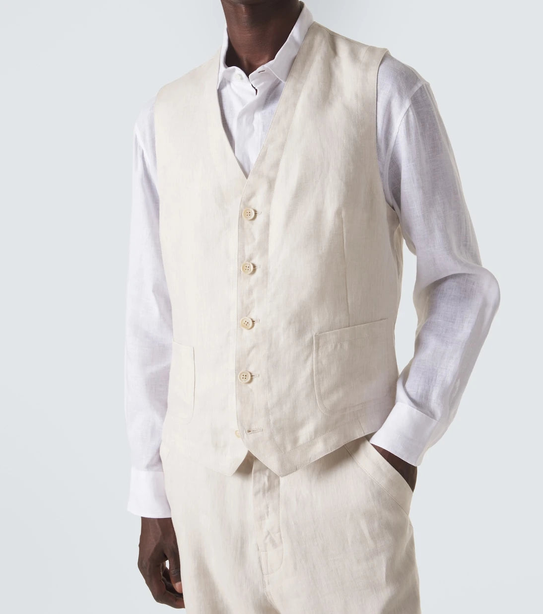 Brunello Cucinelli - Herringbone linen vest