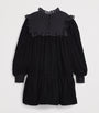 PETITE AMALIE Black Shirred Organza Velvet Dress (4-16 Years)