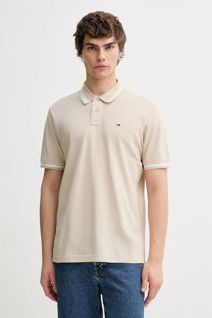 Памучна тениска с яка Tommy Jeans