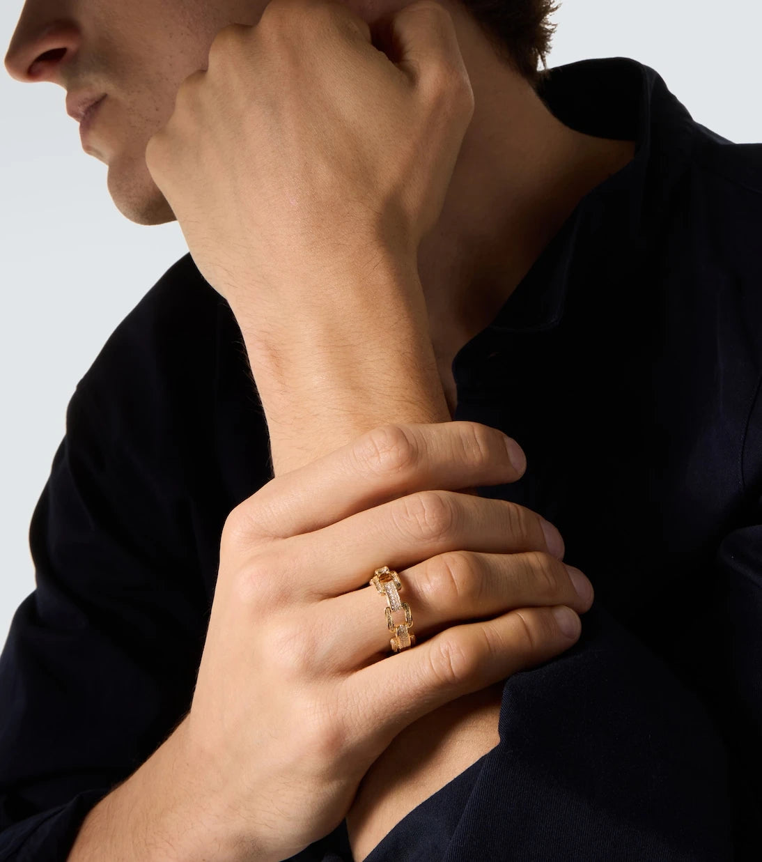 Shay Jewelry - Deco Link 18kt gold ring with diamonds