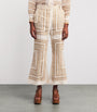 Zimmermann Nude Linen Geometric Crop Wide-Leg Trousers