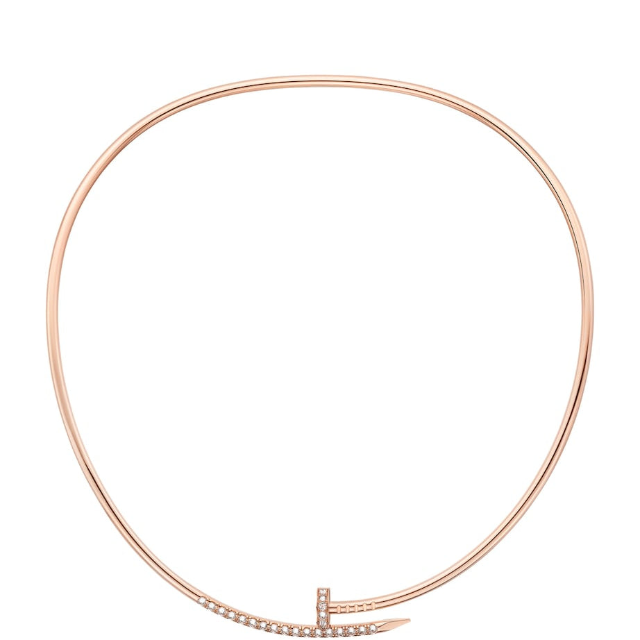 Small Rose Gold and Diamond Juste un Clou Torque Necklace