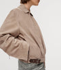 Beige Suede Buckled Shirt Jacket