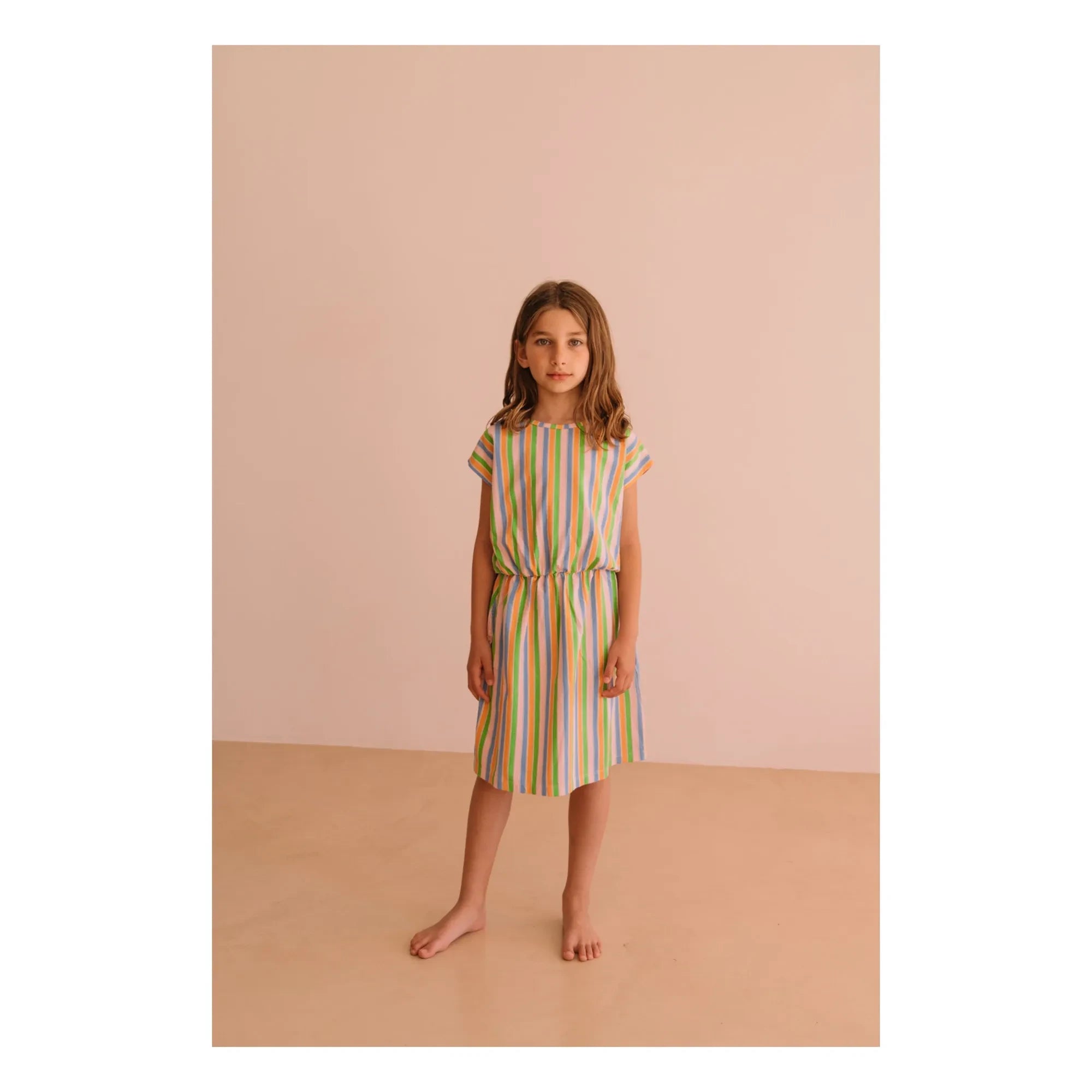 We Are Kids - Suzy Striped Organic Cotton Dress | Pale Pink