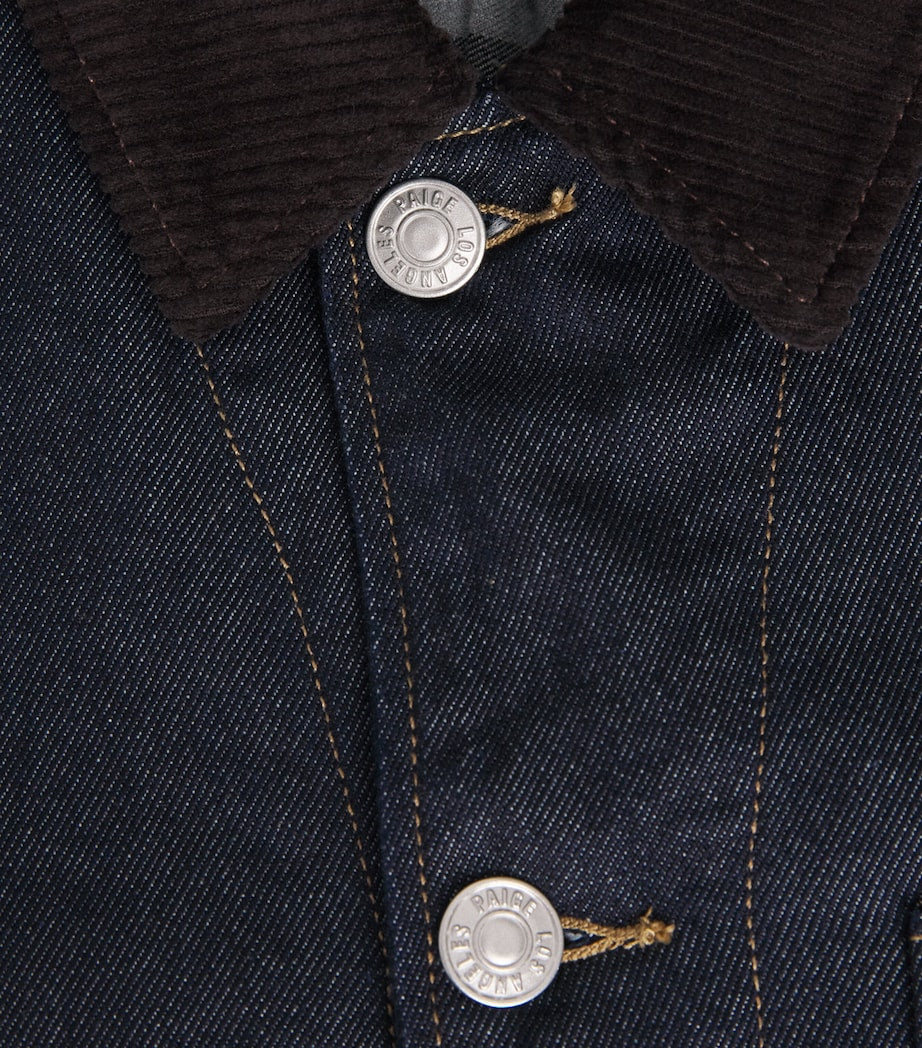 PAIGE Navy Corduroy-Collar Pauler Denim Chore Jacket
