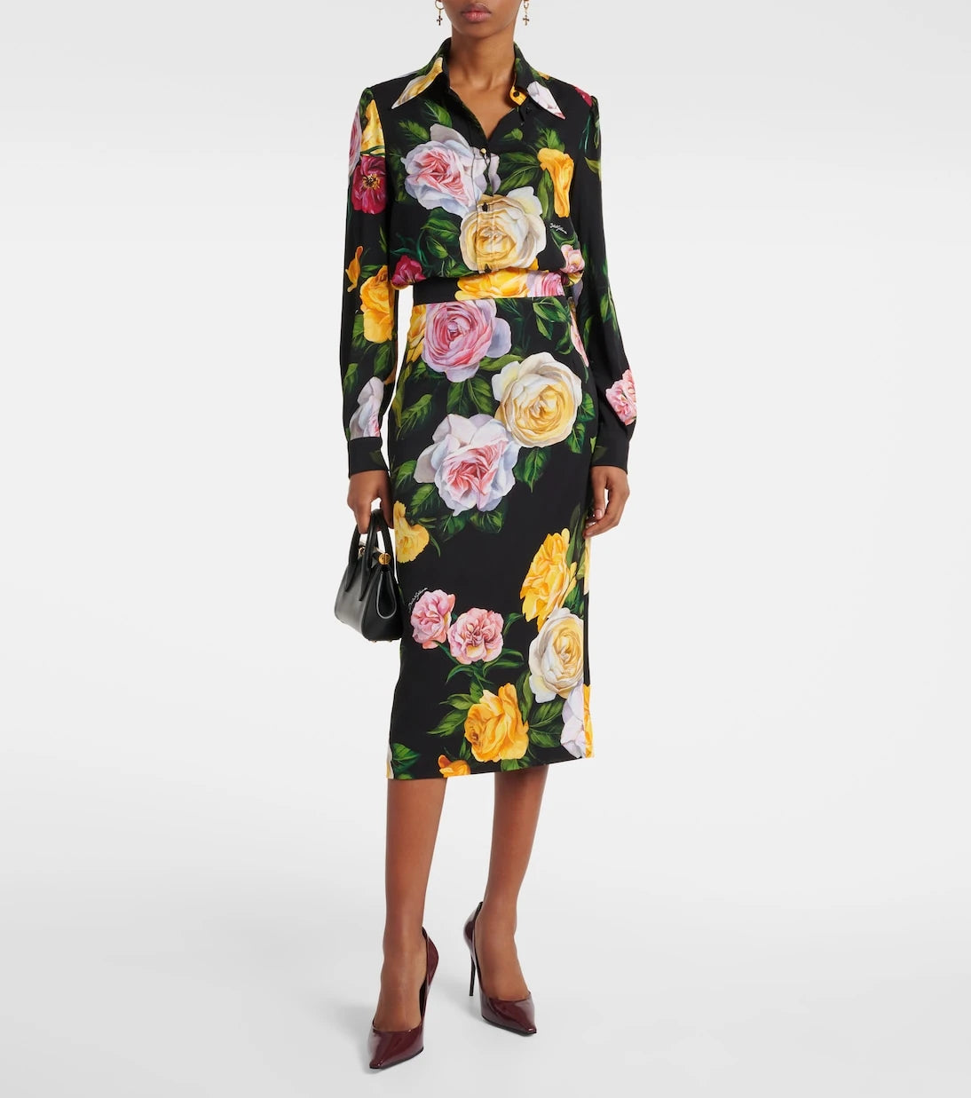 Dolce&Gabbana - Floral silk-blend charmeuse midi skirt