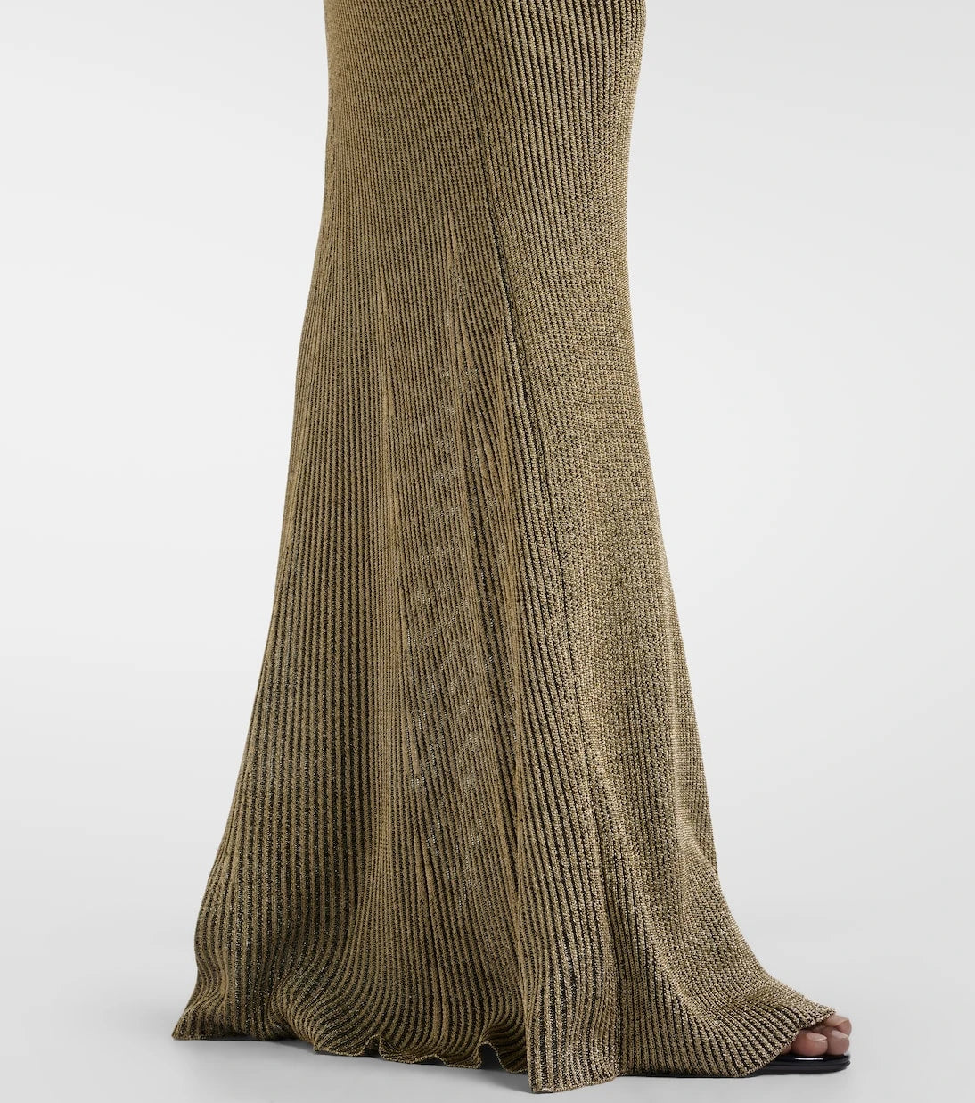 Roberto Cavalli - Ribbed-knit lamé maxi dress