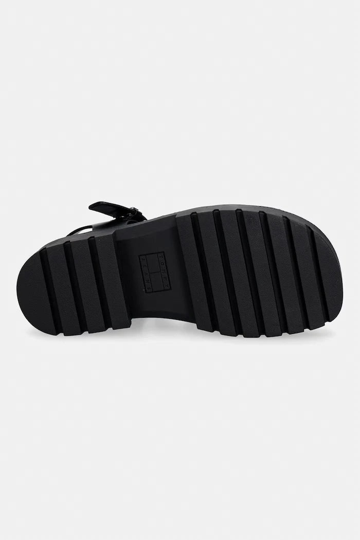 Tommy Jeans kadın deri sandalet TJW STRAPS LEATHER MAX SANDAL