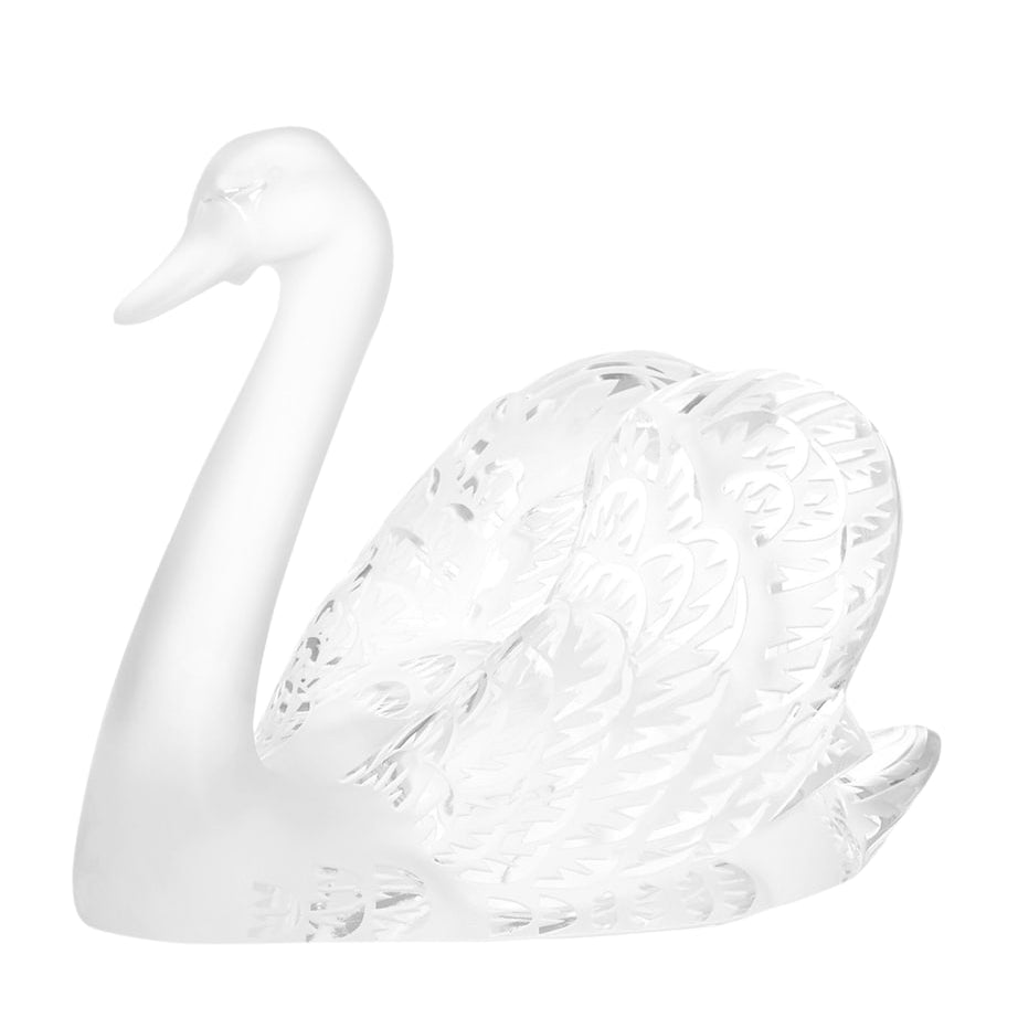 Lalique Crystal Swan Head Up Sculpture