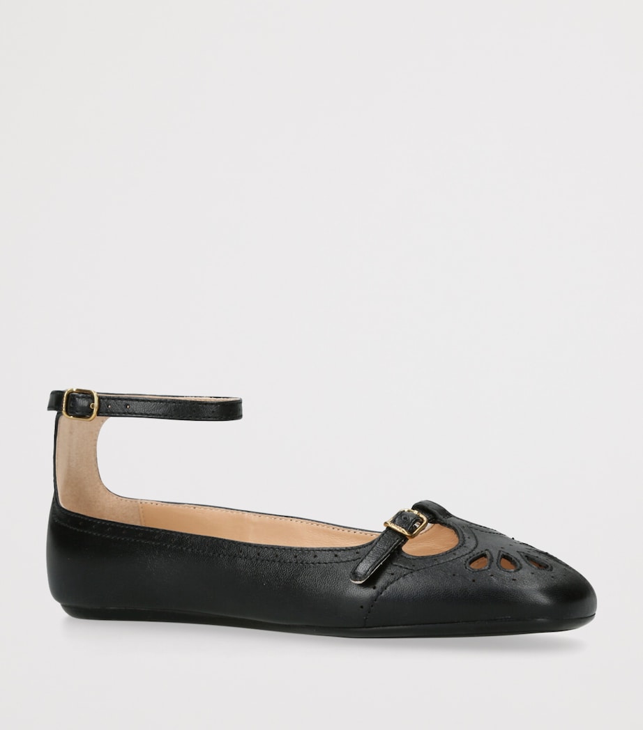 Chloé Black Leather Misty Ballerina Flats